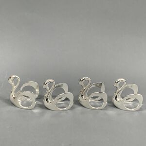 Wm A Rogers Silver-plate Swans Napkin Rings Oneida Silversmiths Lot of 4